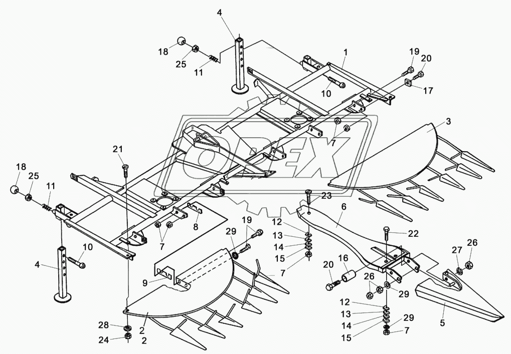 Рама жатки для грубостебельных культур ПКК 0201240