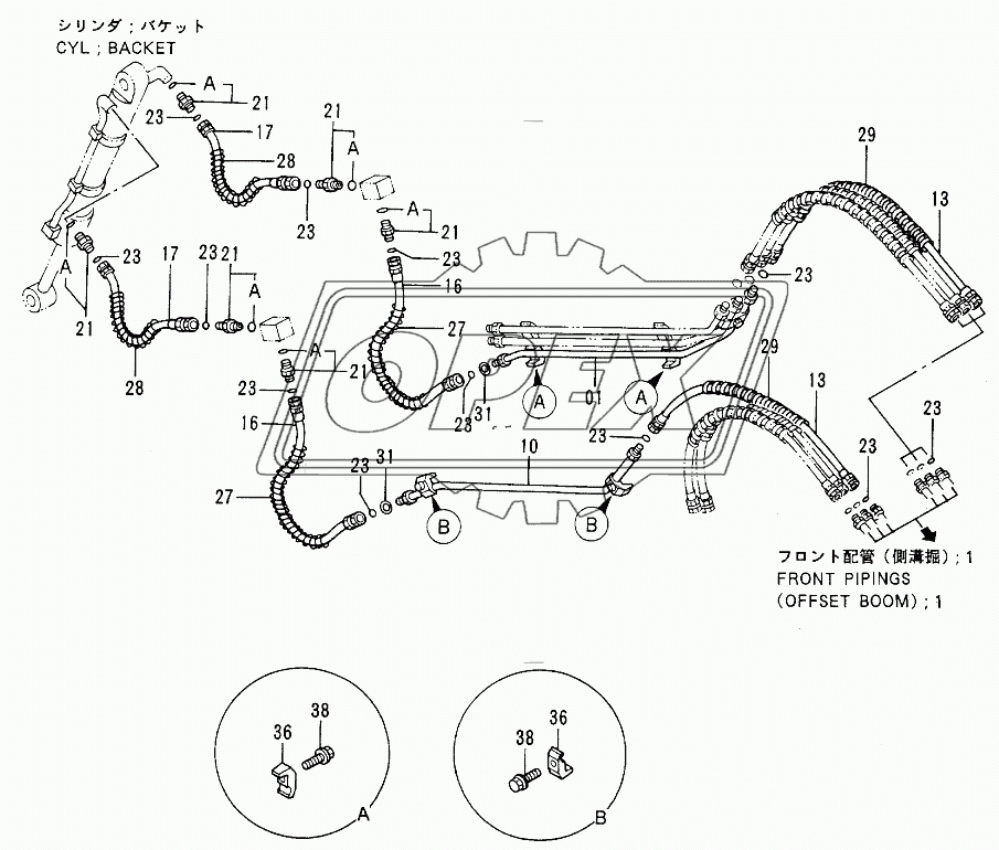 FRONT PIPINGS (OFFSET BOOM): 3