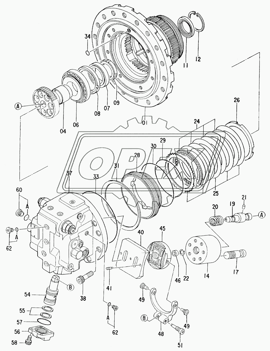 MOTOR, OIL (TRAVEL) Serial №H09438-