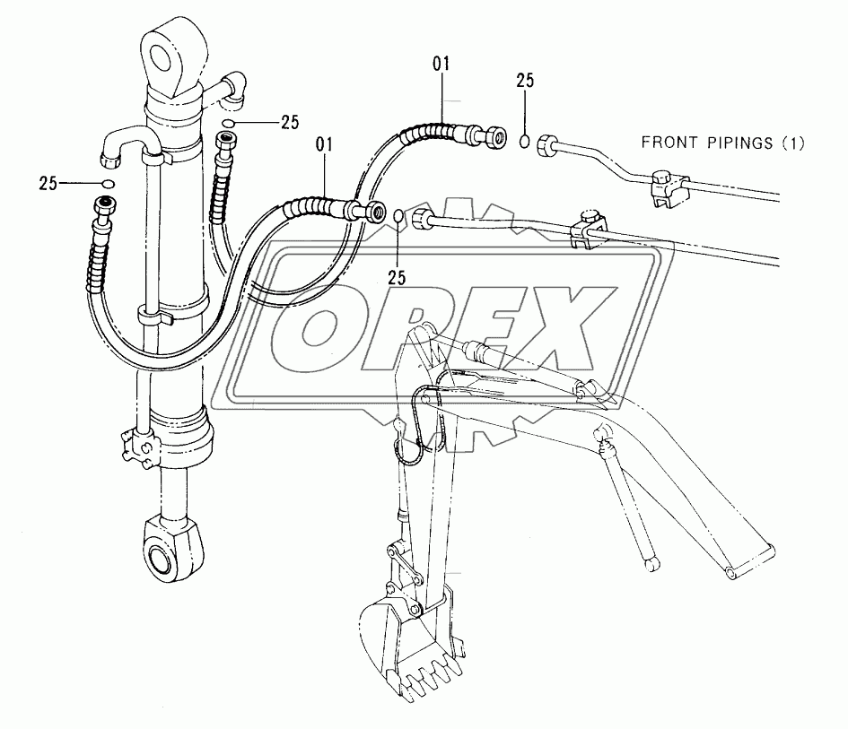 FRONT PIPINGS (2)(LONG ARM)