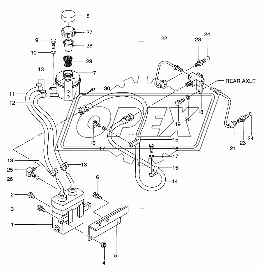 Brake line(split cylinder-rear axle)