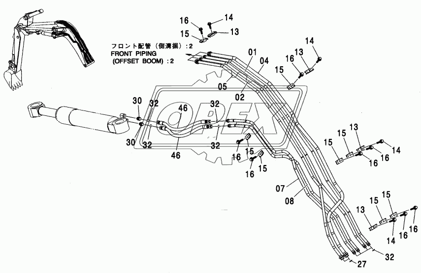 FRONT PIPING (OFFSET BOOM) 1