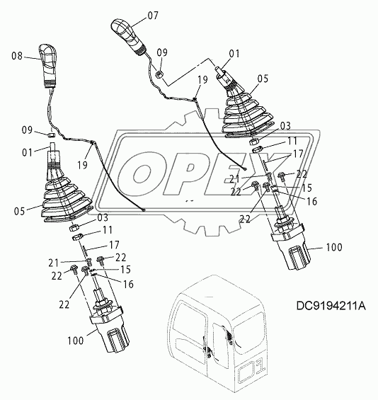 CONTROL LEVER (FRONT, SWING)