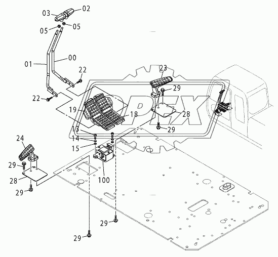 CONTROL LEVER (TRAVEL) Model: 330, H