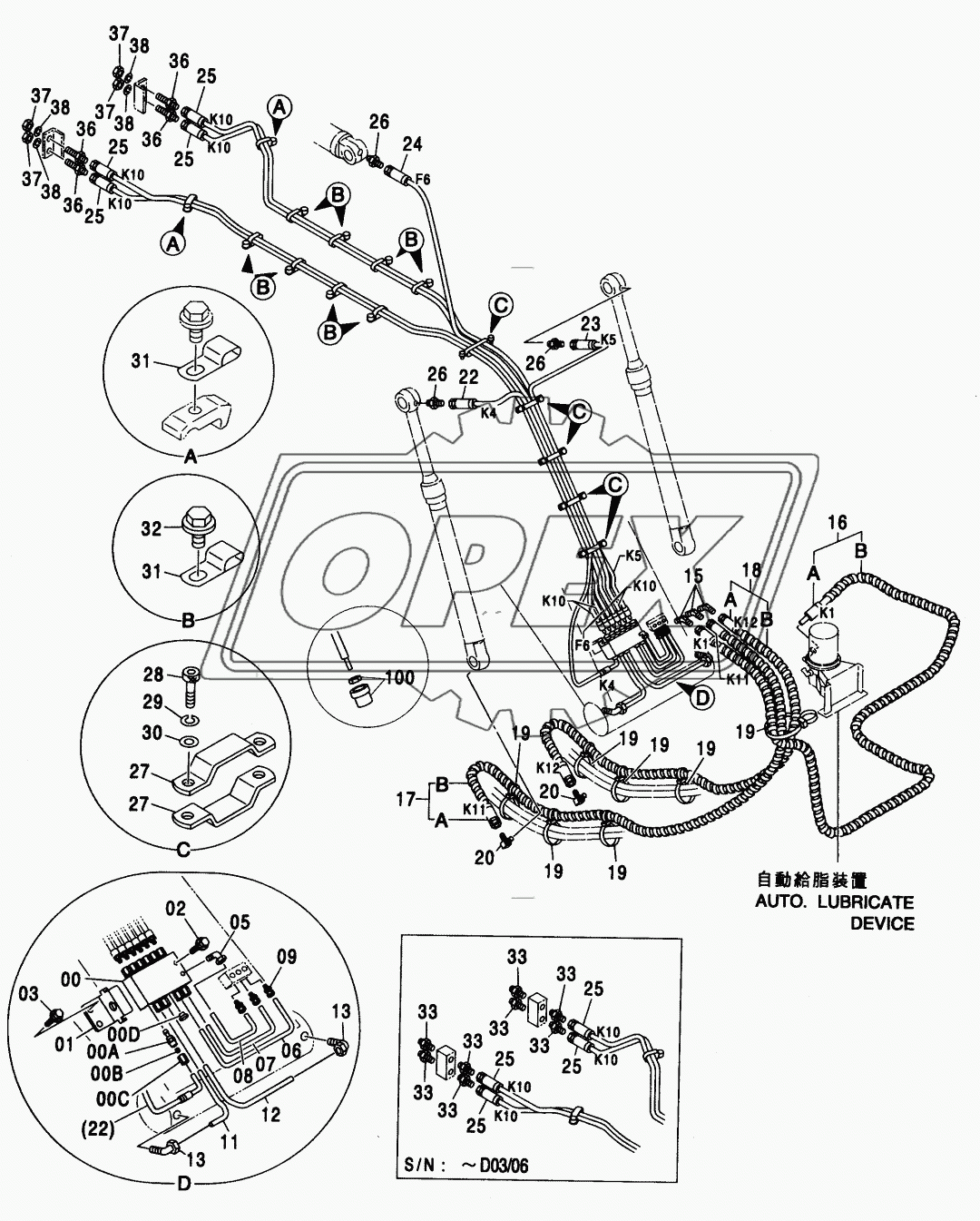 AUTO.LUBRICATE PIPING (BOOM)