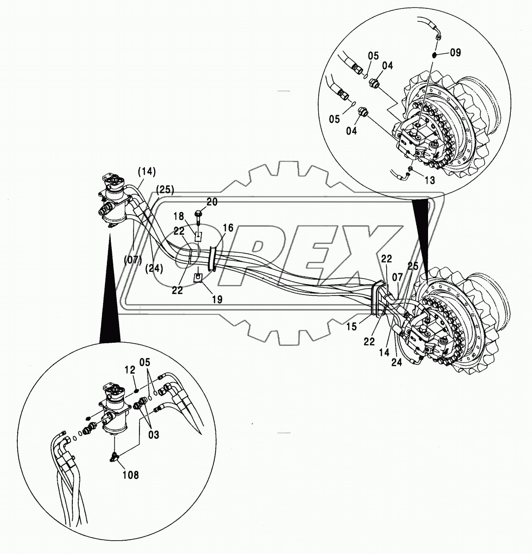 TRAVEL PIPING (STD. TRACK) <TRAVEL HEAD>