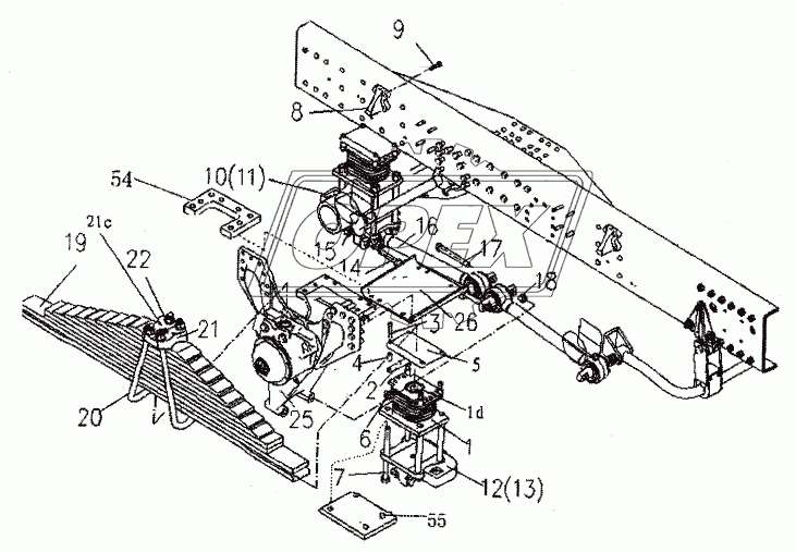 Схема заднего навесного устройства балансирной подвески NS-07
