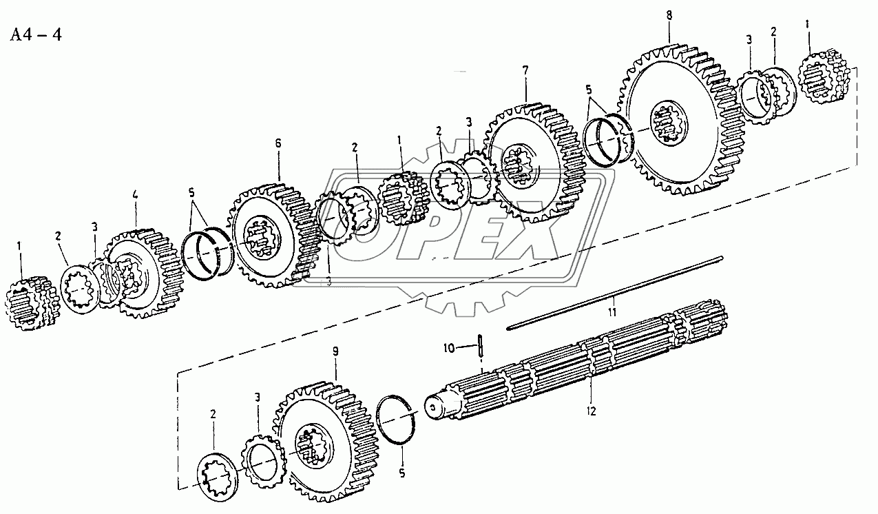 Fuller MAIN SHAFT AND WHEELS (A4-4)