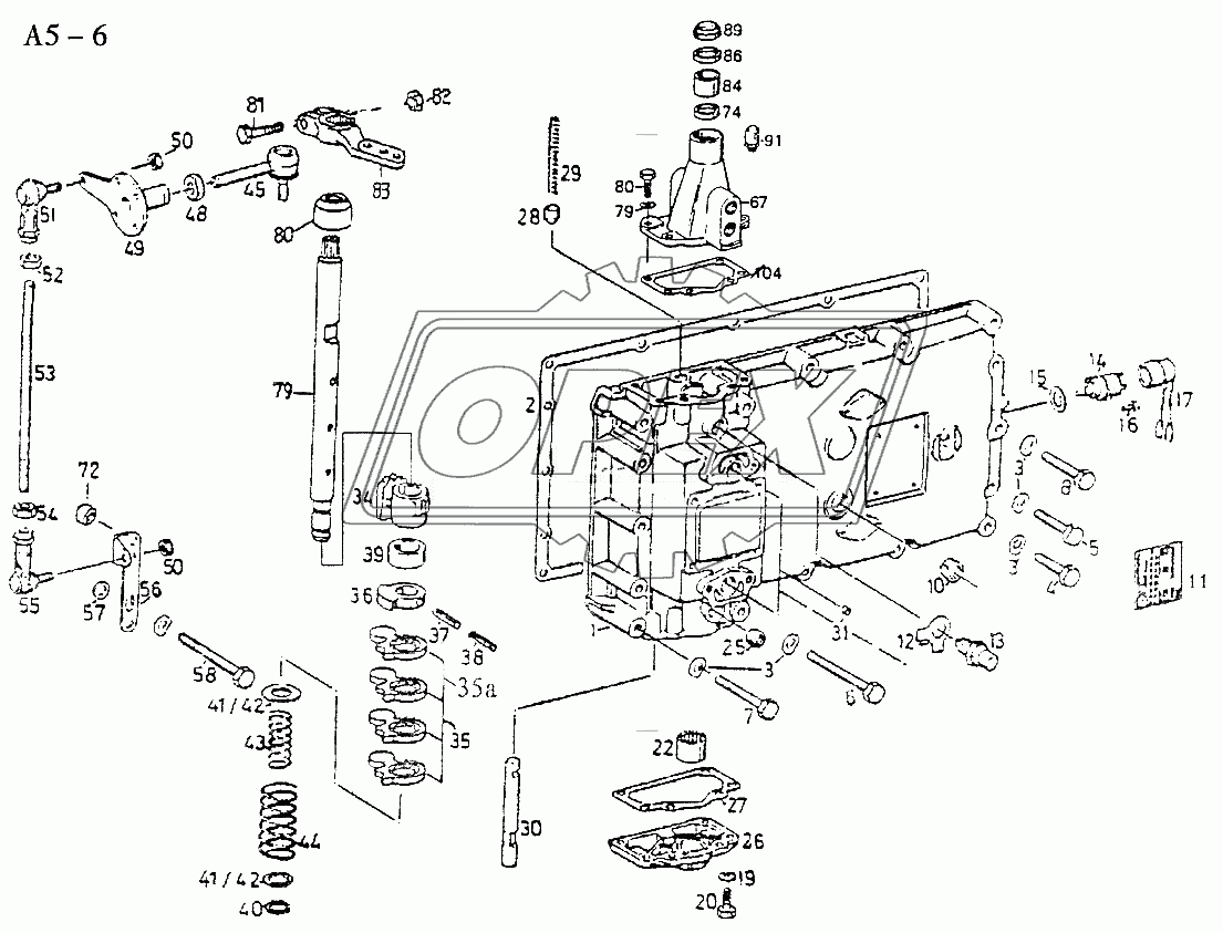 S6-120 GEARSHAFT COVER AND ROTRY SELECTOR MECHANISM (A5-6)