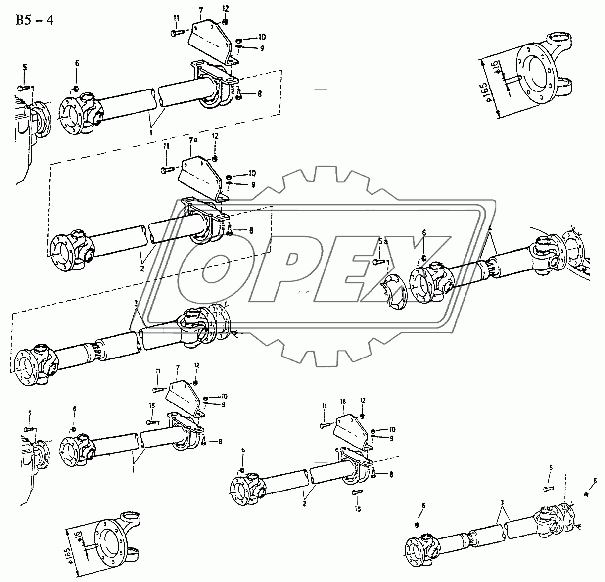 6x4, 8x4 PROPELLER SHAFTS FOR LONG WHEEL BASE 290, 336/K52/6x4 (Fuller gearbox) (B5-4-4)