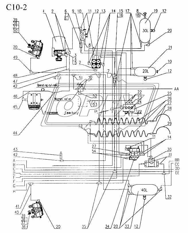 BRAKE PARTS IN FRONT SECT OF CHASSIS (C10-2)