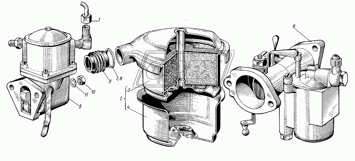 Воздушный фильтр, топливный насос, карбюратор