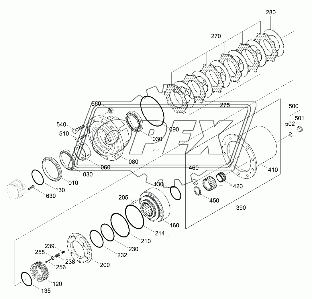 FRONT AXLE OUTPUT GROUP (#0193-)