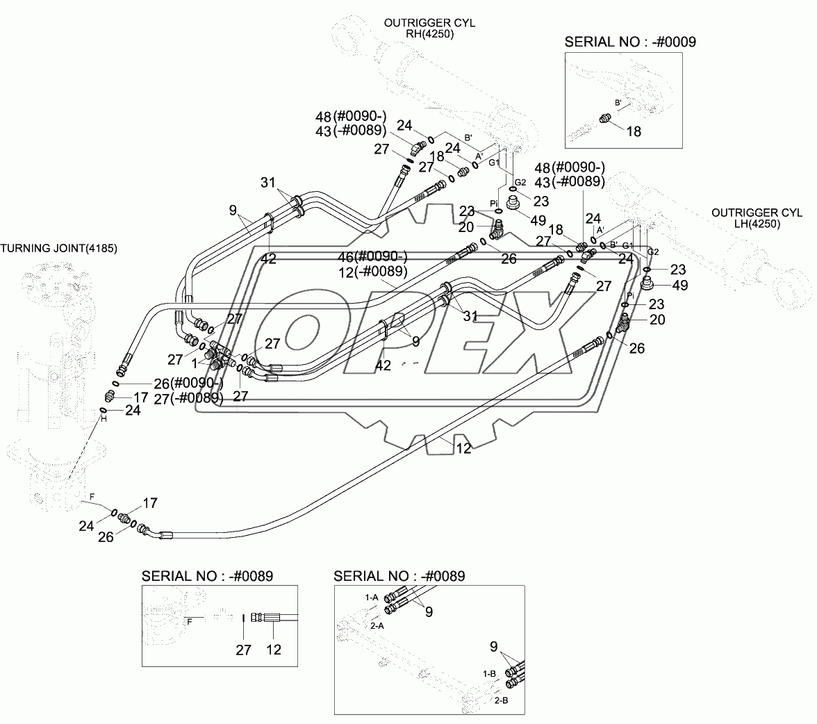 LOWER HYD PIPING 1 (4-OUTRIGGER)