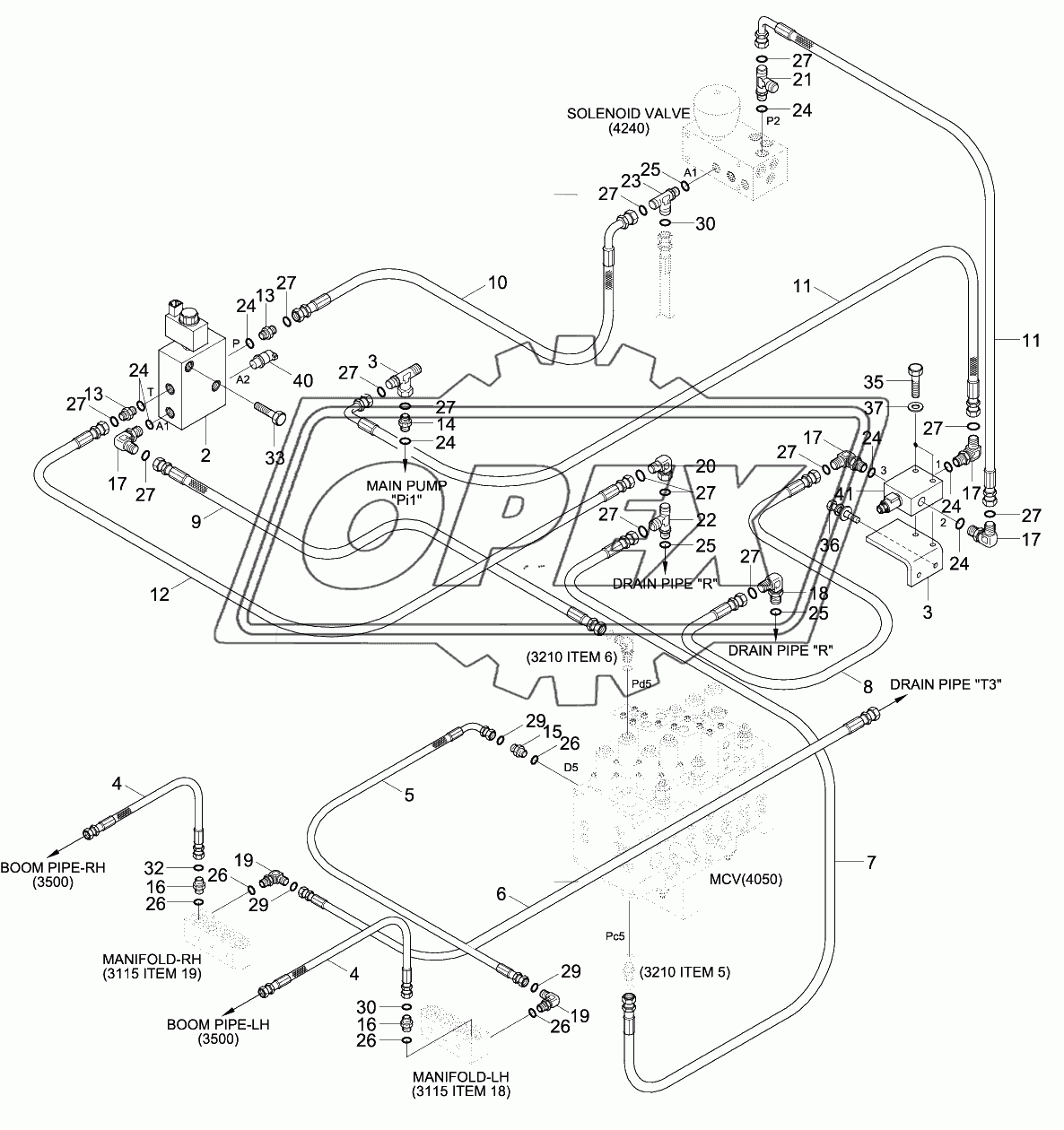 S/ACTING MAIN PIPING KIT (ADJUST BOOM)