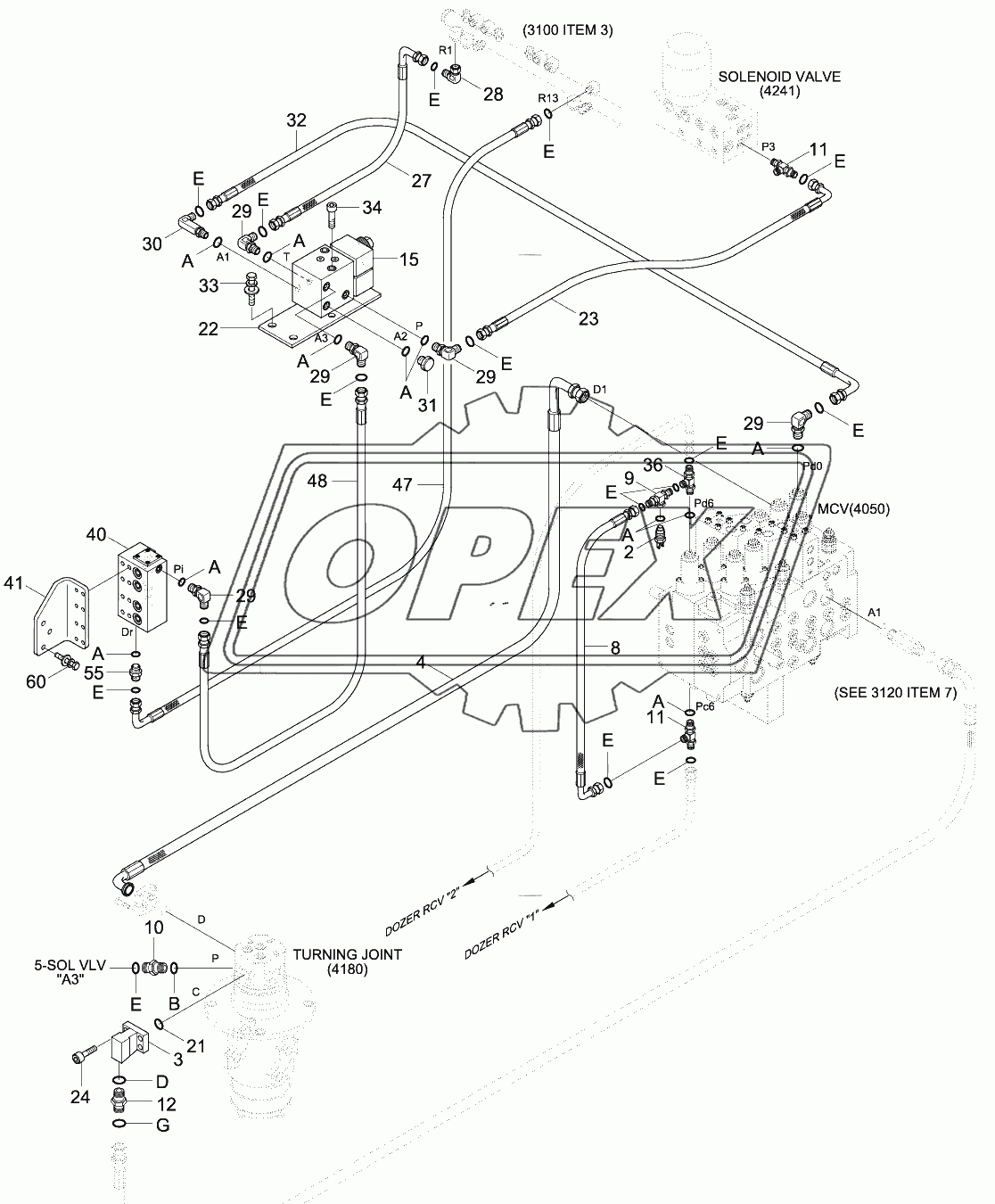 UPPER HYD PIPING 1 (R180LCD-9, ADJ BOOM)