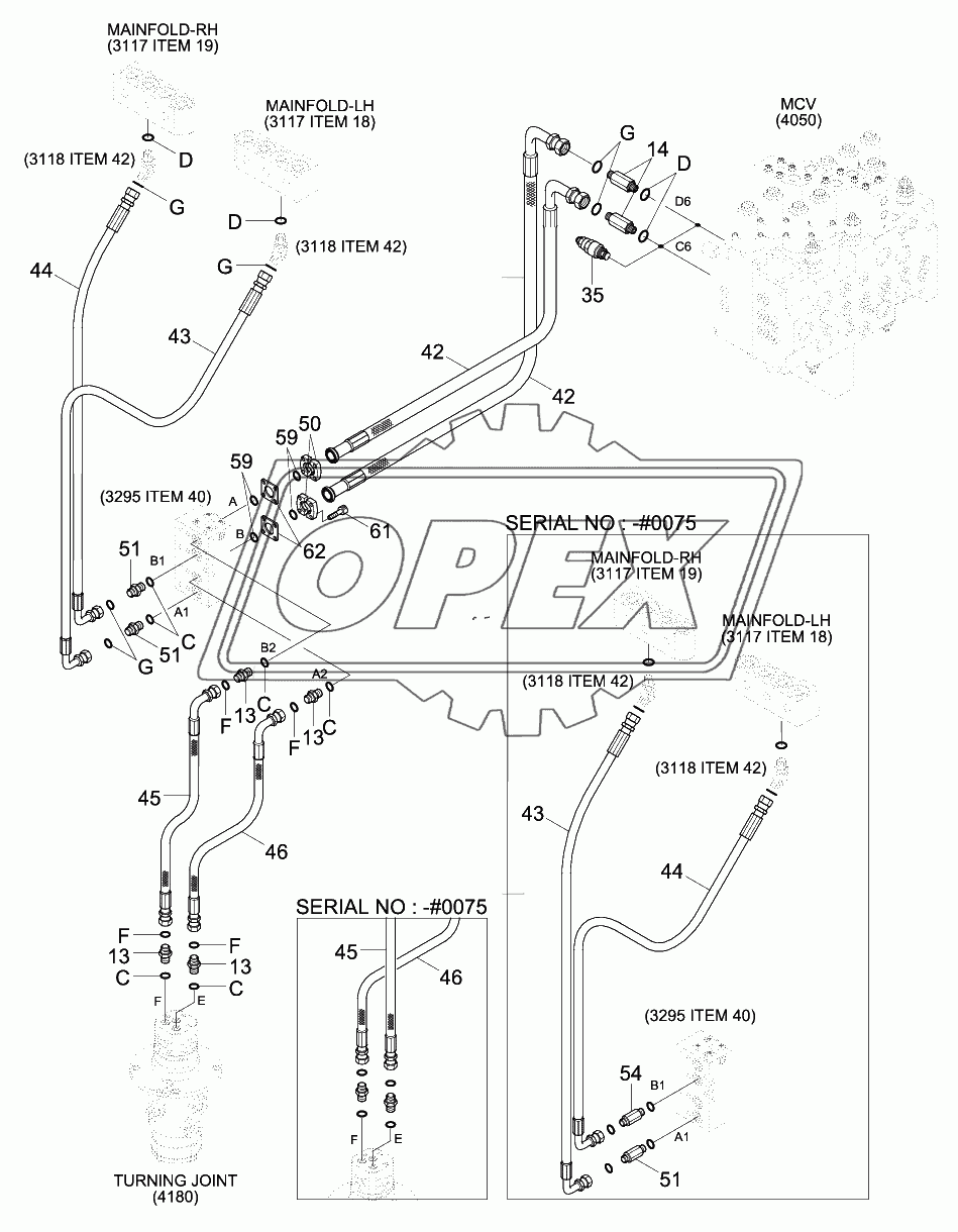 UPPER HYD PIPING 2 (R180LCD-9, ADJ BOOM)