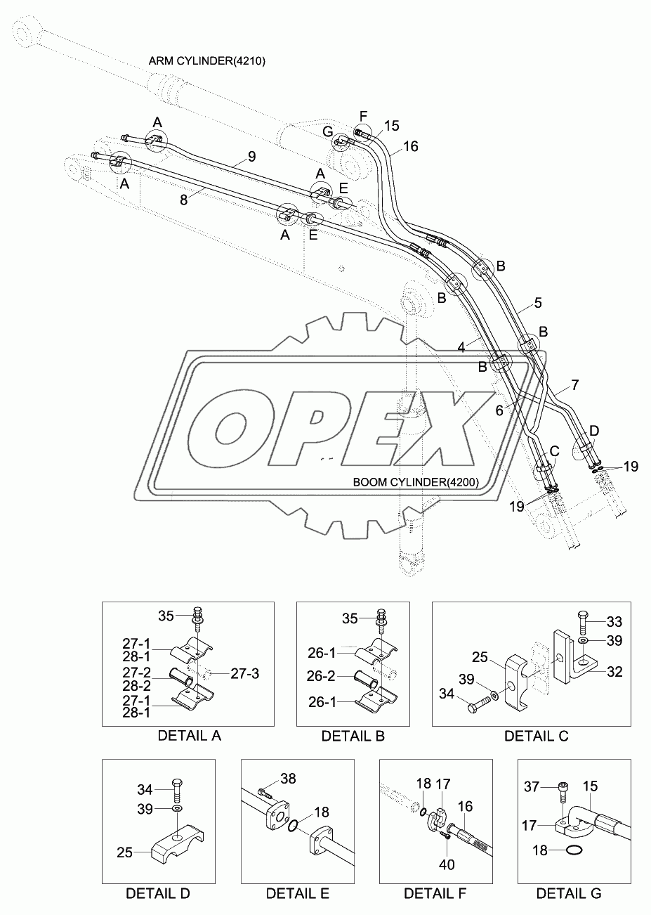 BOOM HYD PIPING (5.1M, STD)