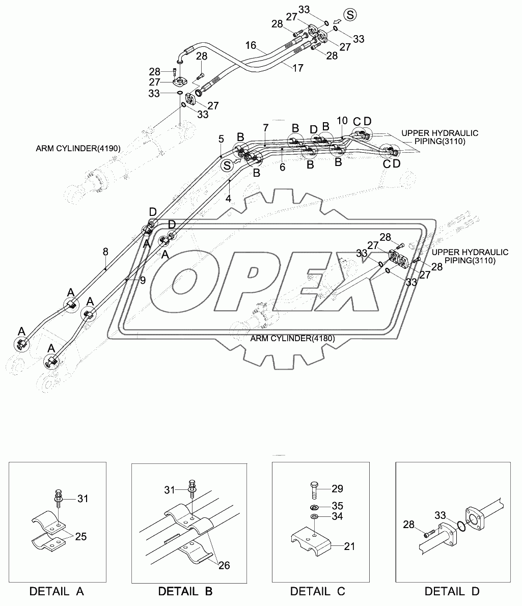 BOOM HYD PIPING (6.45M, STD)