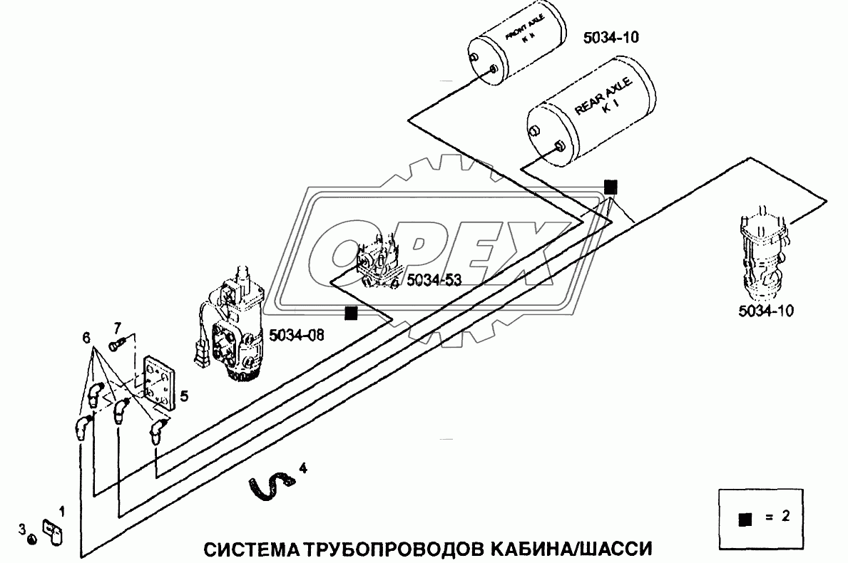 Система трубопроводов кабина/шасси