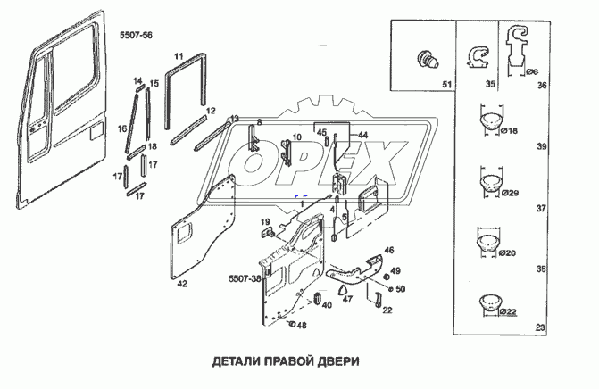 Деталь правой двери