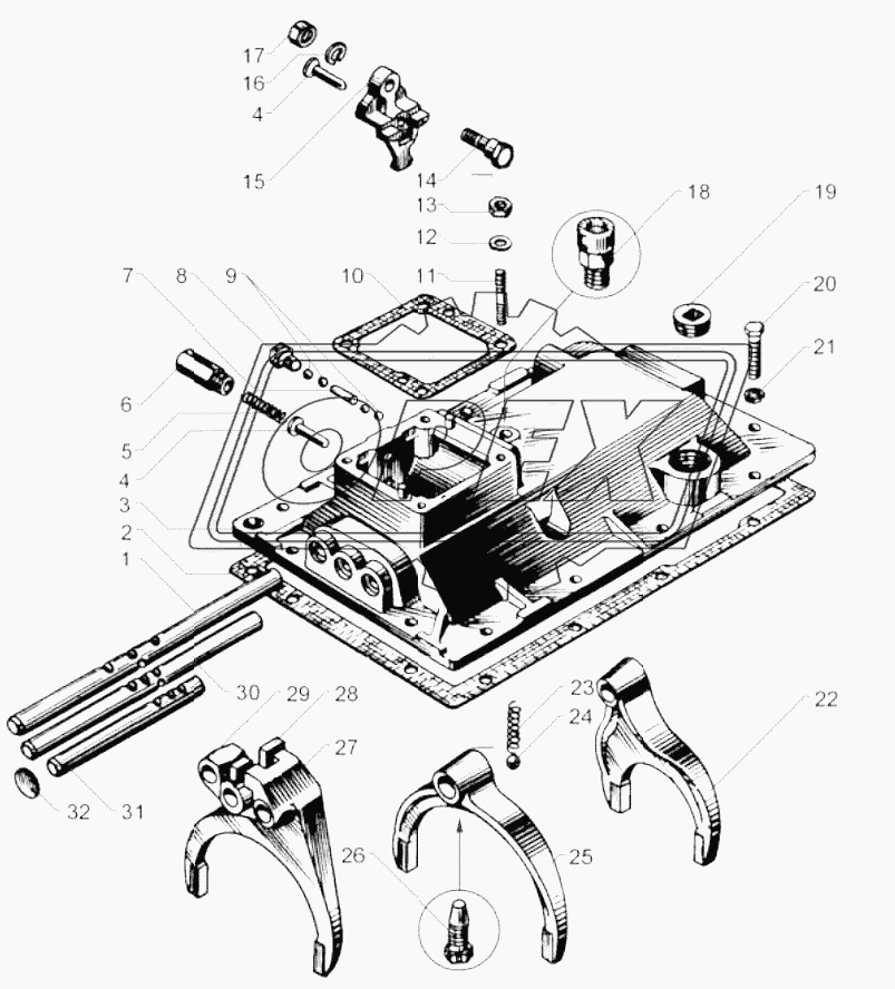 Механизм переключения коробки передач ЯМЗ-236П