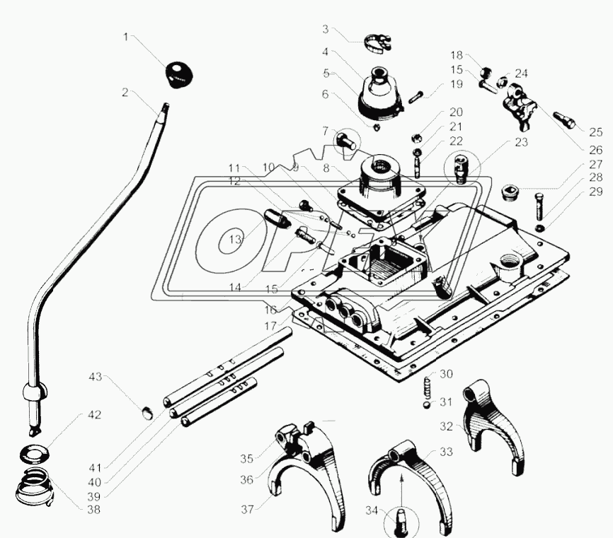 Механизм переключения коробки передач ЯМЗ-236Н