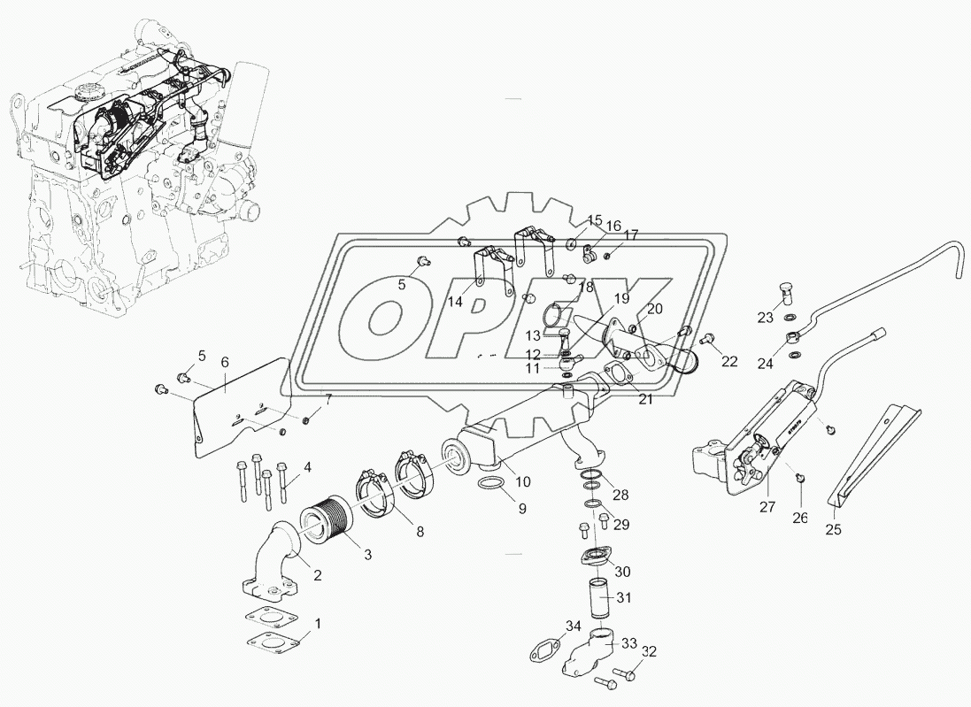 Система рециркуляции ОГ (для двигателя ЯМЗ-53472-10)