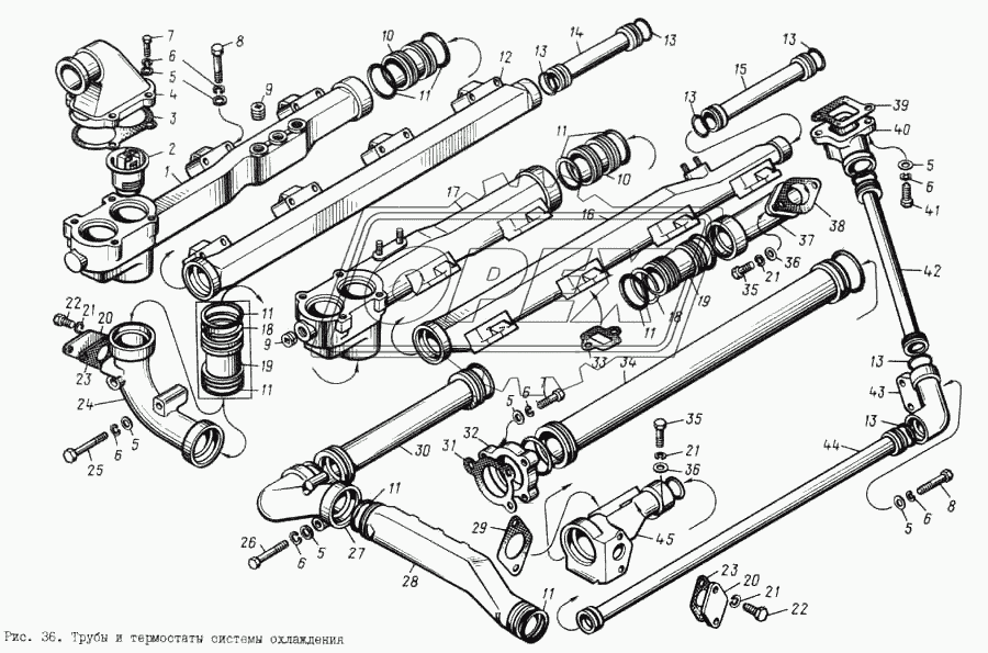 Трубы и термостаты системы охлаждения