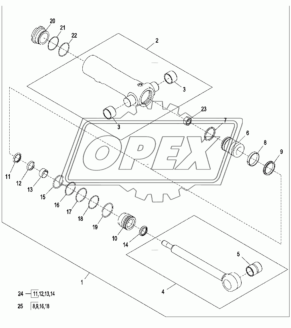 Цилиндр механизма поворота и рем. комплект (-234969)