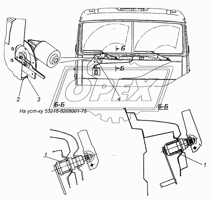53205-5205001 Установка стеклоочистителя