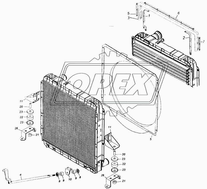 Установка радиатора и уплотнителей радиатора