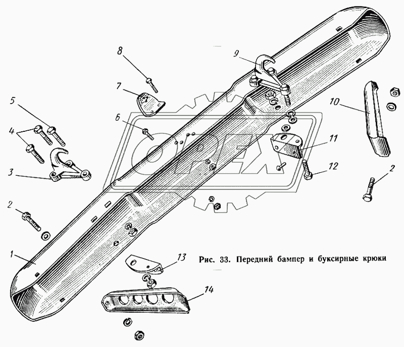 Передний бампер и буксирные крюки