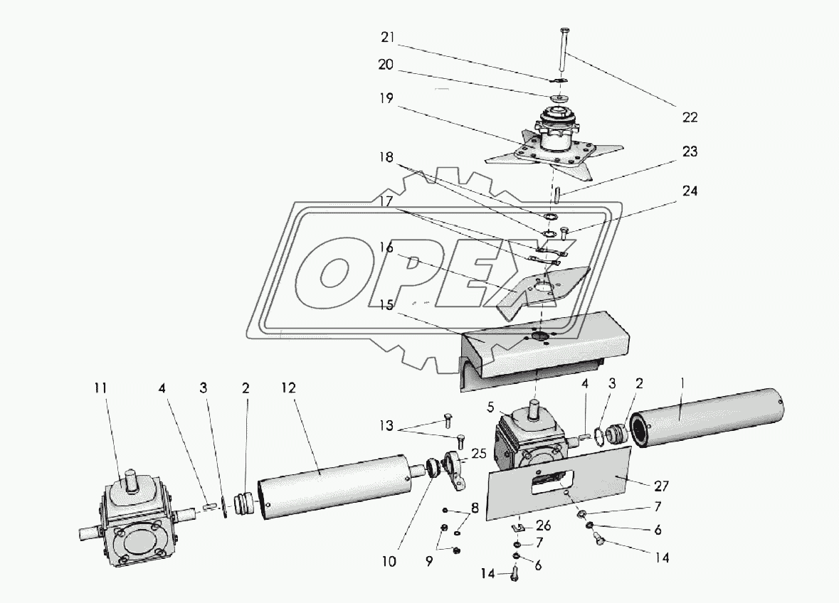 Корпус жатки (привод, центр)