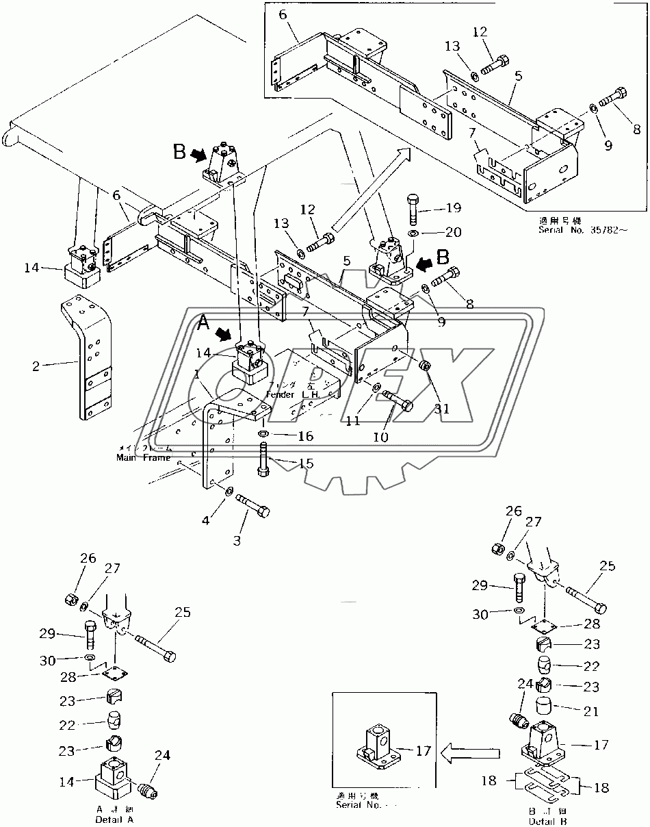  ROPS BRACKET (WOODY TERRAIN SPEC.) (35001-)