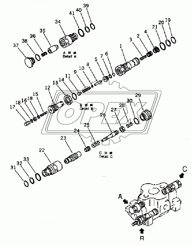 RIPPER CONTROL VALVE (2/2)(35001-)