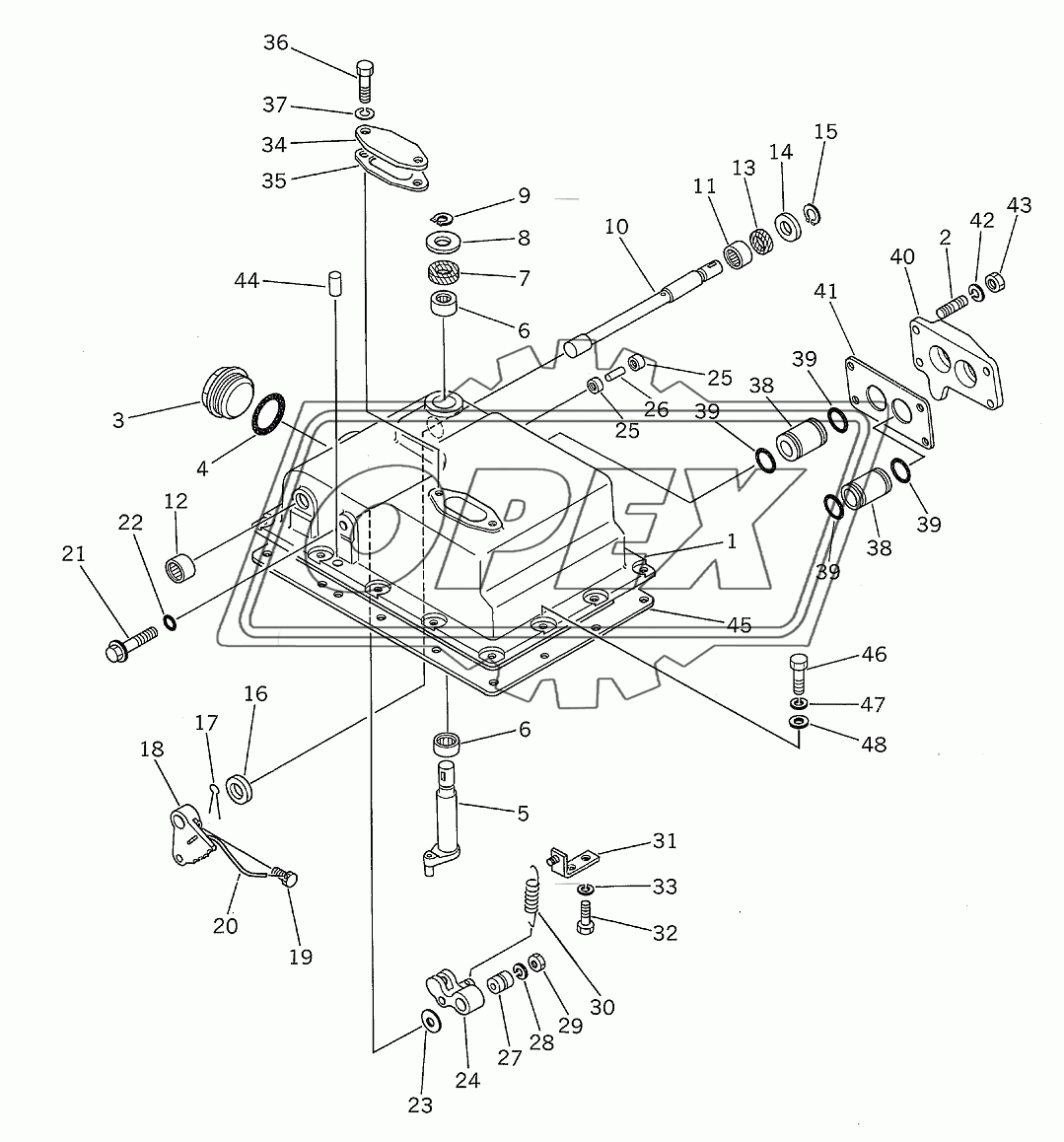 TRANSMISSION VALVE COVER AND LEVER(35001-)