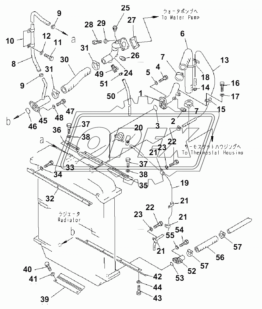 RADIATOR PIPING AND WIND BREAKER(35001-)