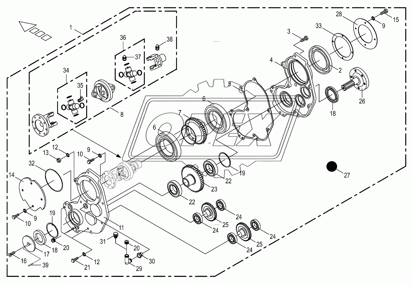 Gearbox-front/lateral