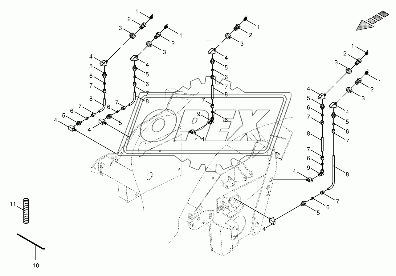 Lubricating line-front