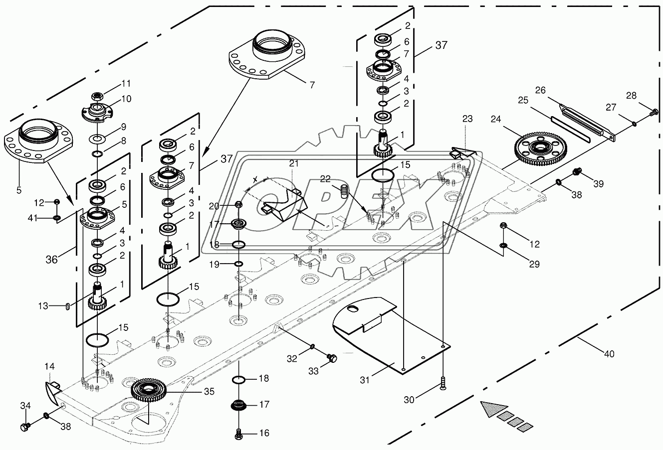 Cutter bar with bearings