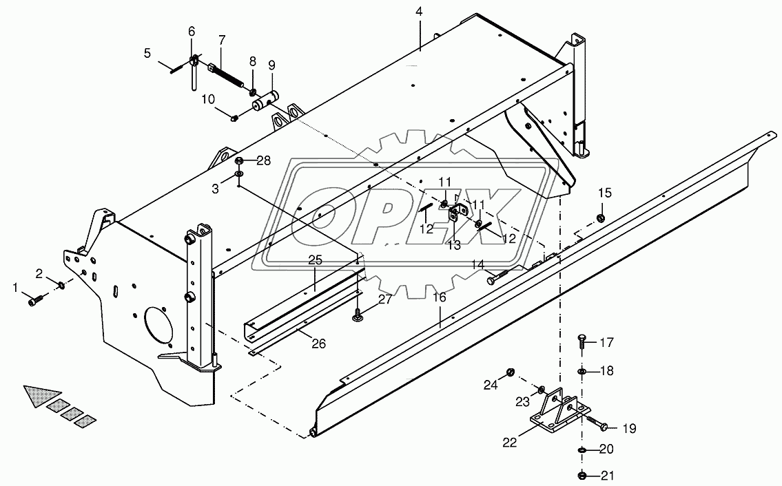 Tine conditioner housing/hequered plate