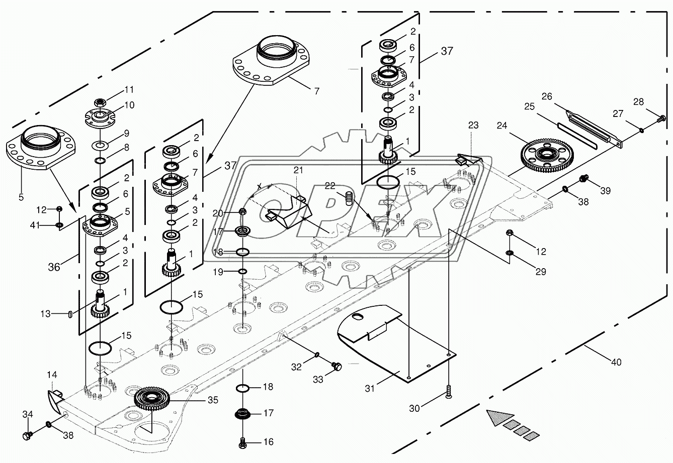 Cutter bar with bearings