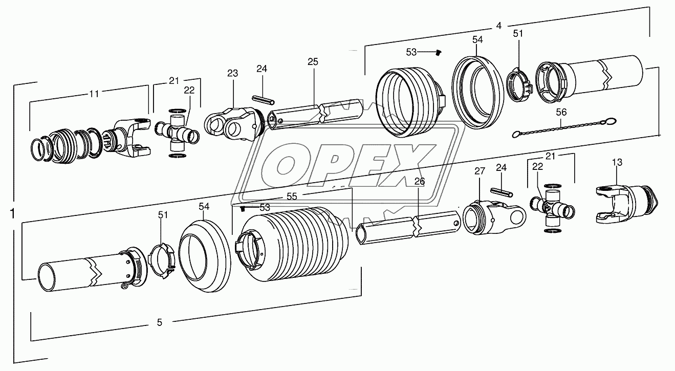 P.T.O shafts -W2400-SD25-F5/1R