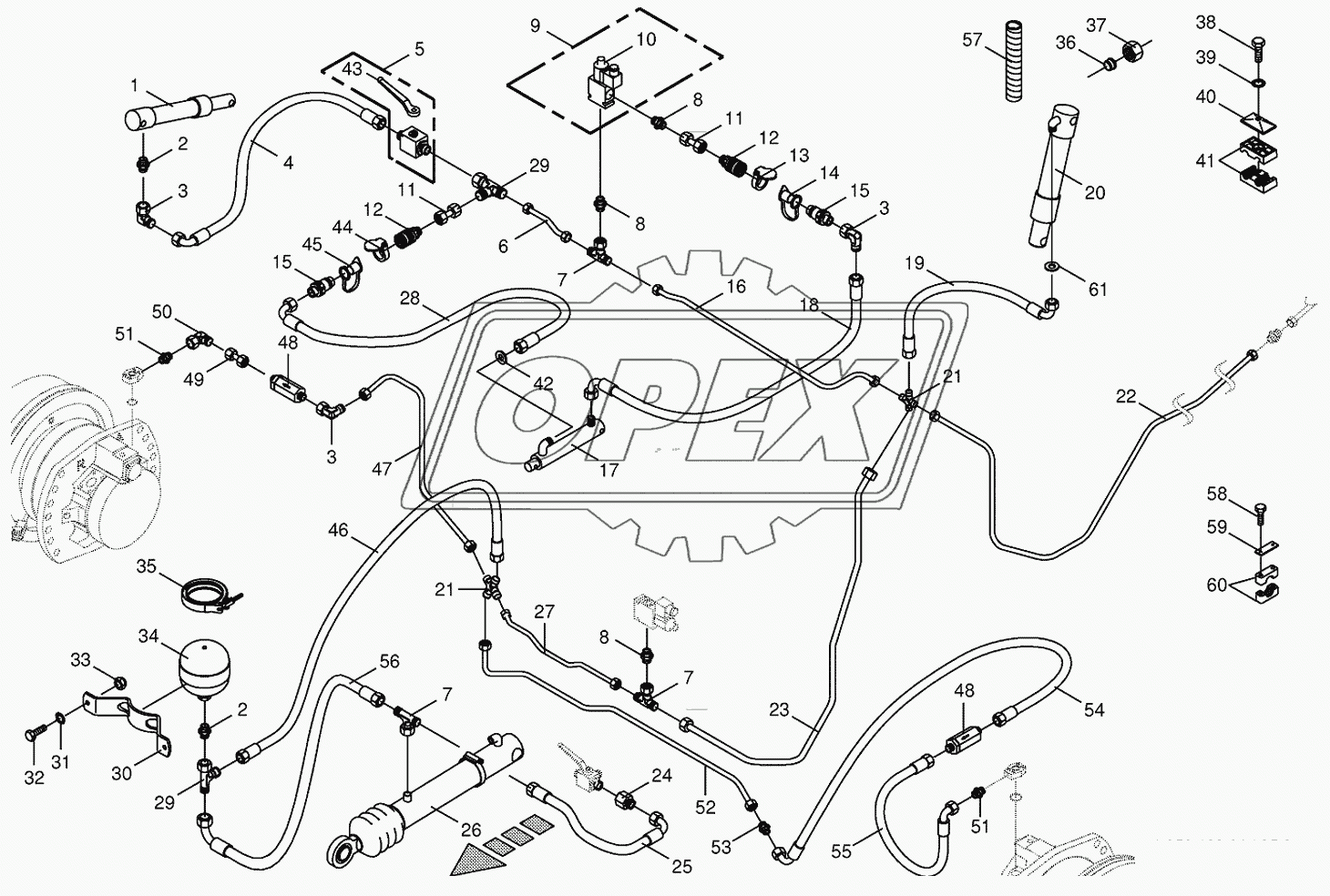 Charge pressure lines-front