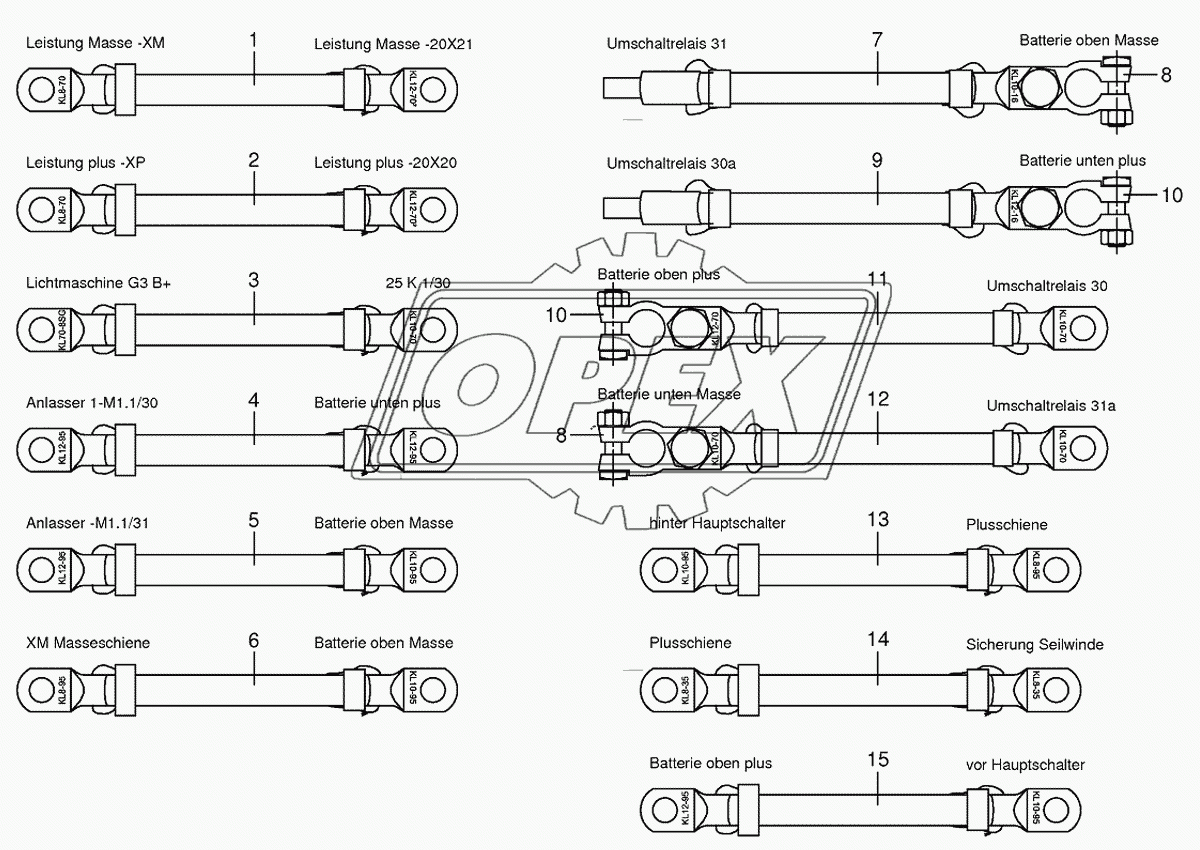 Battery and ground cable