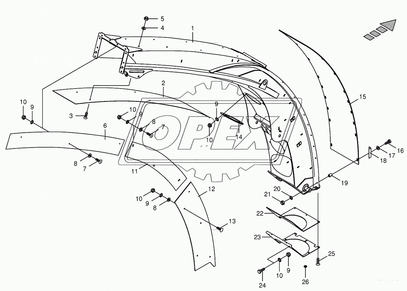 Upper discharge chute with wear plates 2