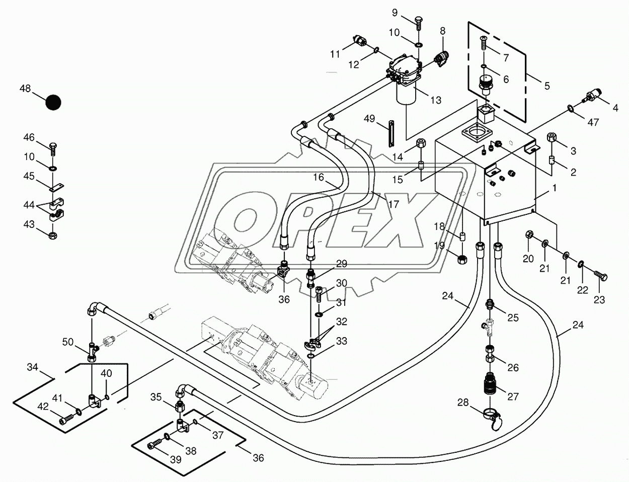 Hydraulic tank/suction lines