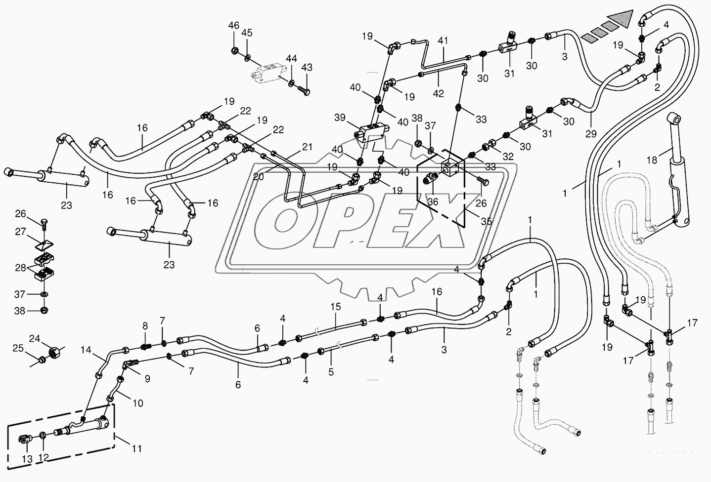 Hydraulics-discharge chute-14-row