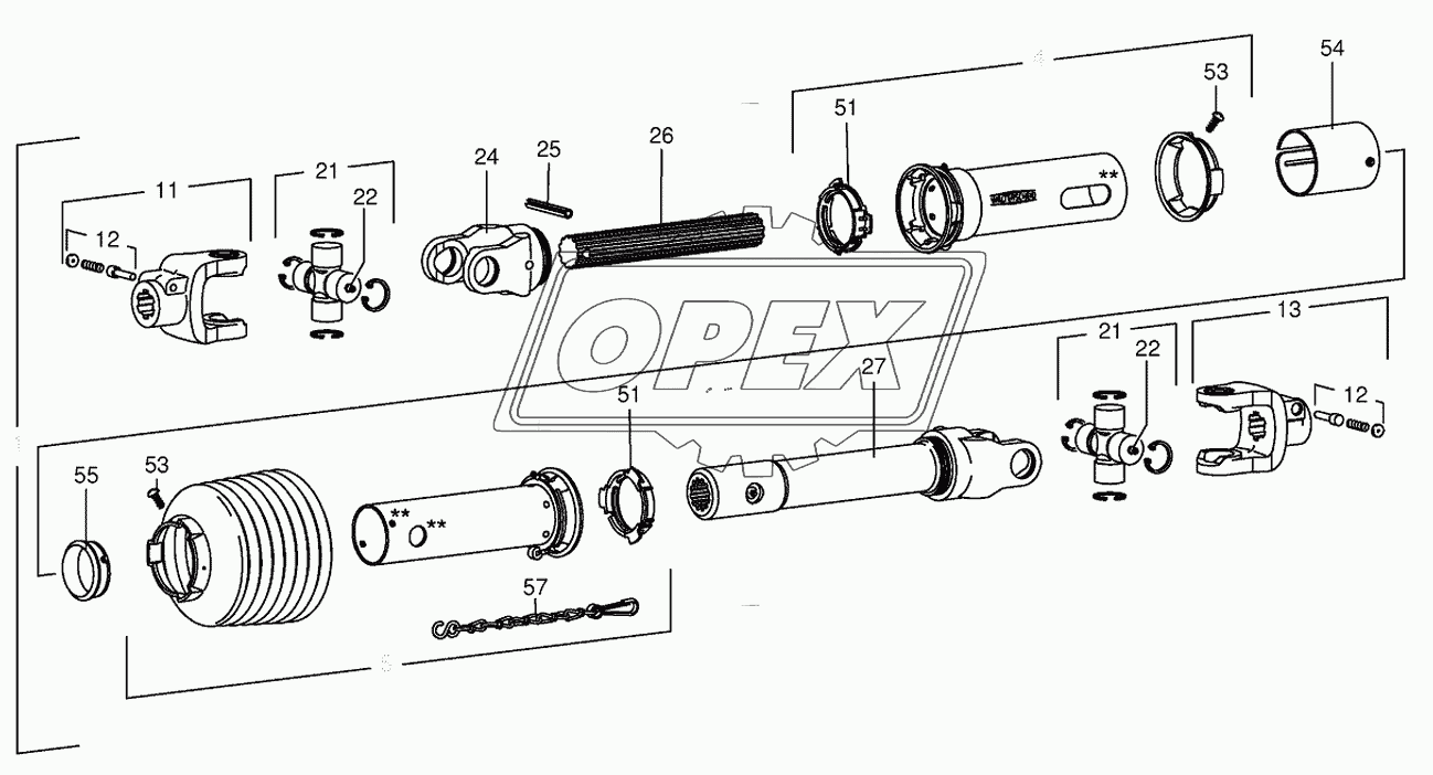 P.T.O shafts-roller gear-below